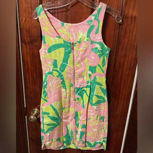 Lilly Pulitzer Flamingo Fan Dance Shift Dress Size 2 - Picture 2 of 3